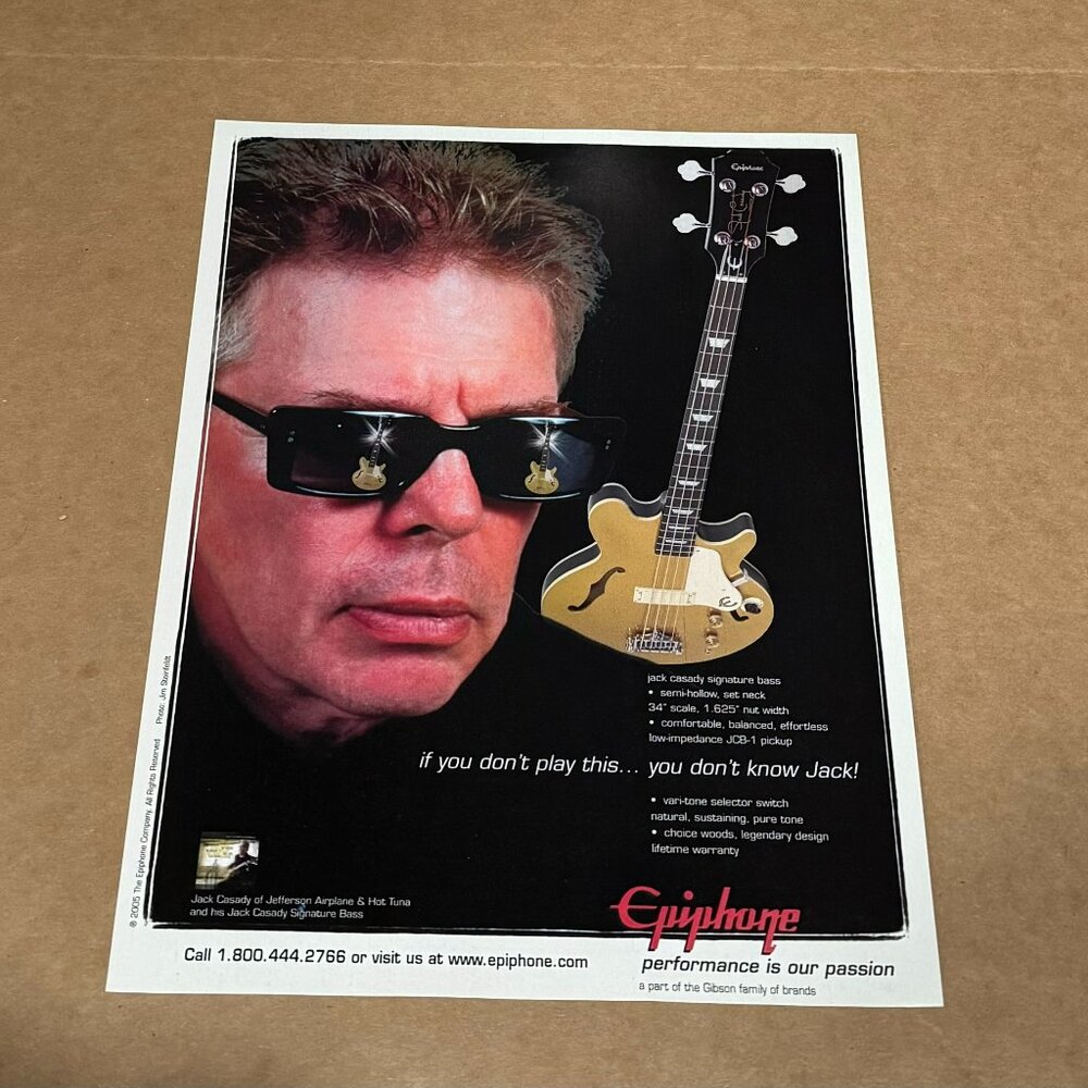Jack Casady - Epiphone Guitars - 2008 Print Advertisement